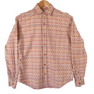 Koto Shirt Men's Small Long Sleeve Button Up Front Pockets Casual Diamond Cotton